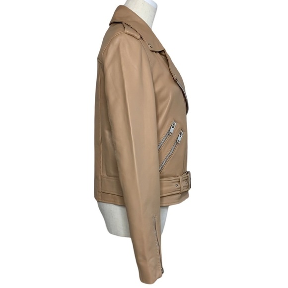 Walter Baker Allison Leather Biker Jacket Tan Latte Size M - Picture 6 of 17